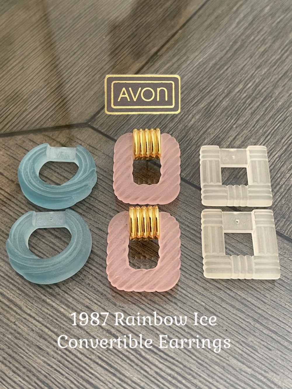 Vintage 1987 Avon Rainbow Ice Convertible Door Knocker Earrings